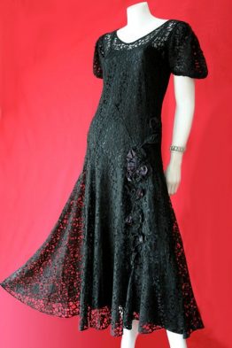 Vintage black 1930s lace dress