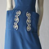 Vintage 40s to 50s cornflower blue linen embroidered dress