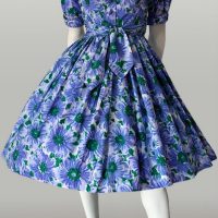 Vintage 1950s floral cotton shirtwaist dress.