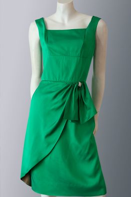 Vintage 1950s Emerald green satin dress