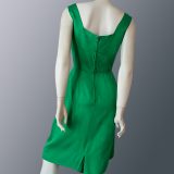 1950s Emerald green satin dress full back view