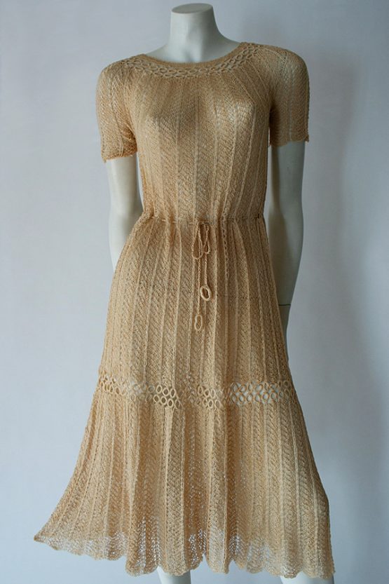 30s crocheted silk dress full length 600×900