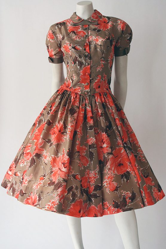 50s Pat Hartly floral dress full length 600×900