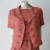 50s red check suit jacket open