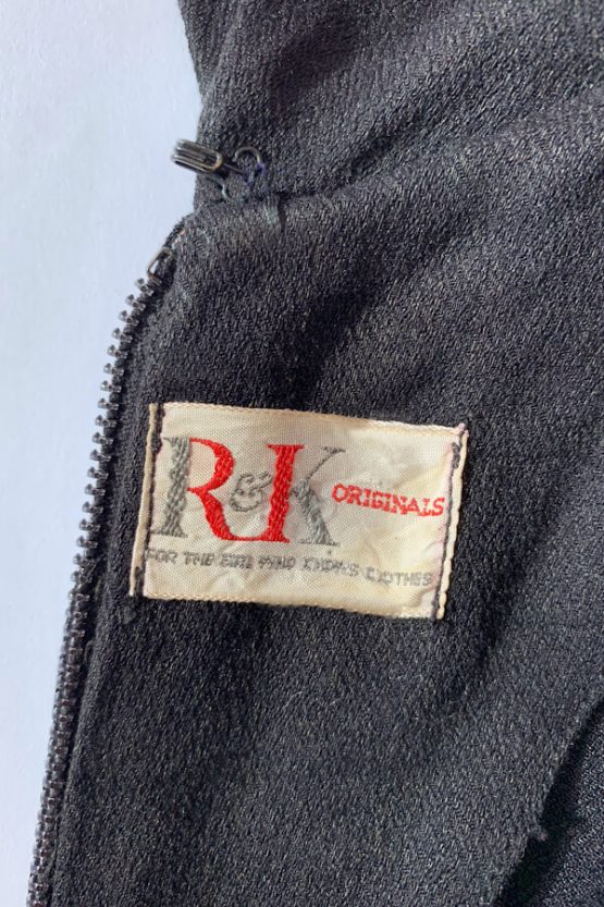 50s black RK dress label