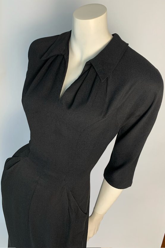 50s black RK dress three quarter front