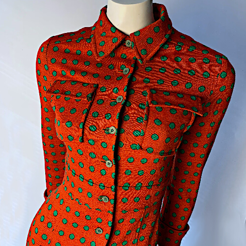 Vintage 60s Norma Tullo red dress front top