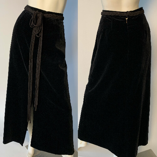 vintage 70s black velvet skirt montage